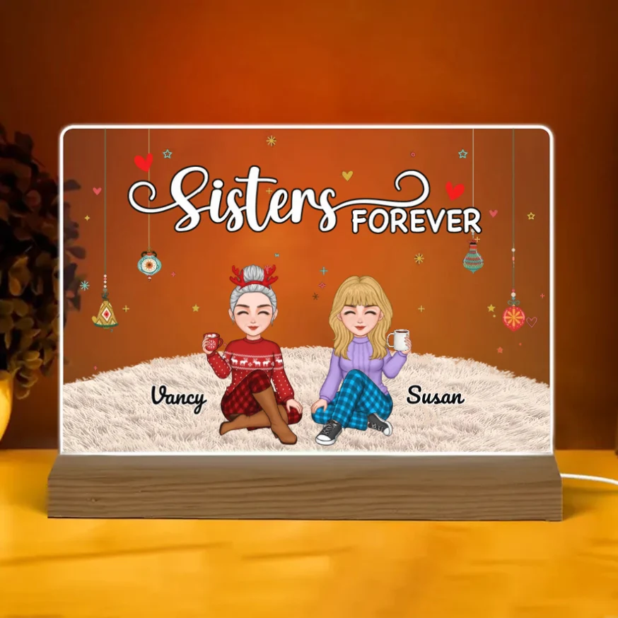 Sisters Forever - Personalized Plaque,Ornament, Poster, Keychain, Blanket & Sign - Christmas Gift for Sisters - Image 2