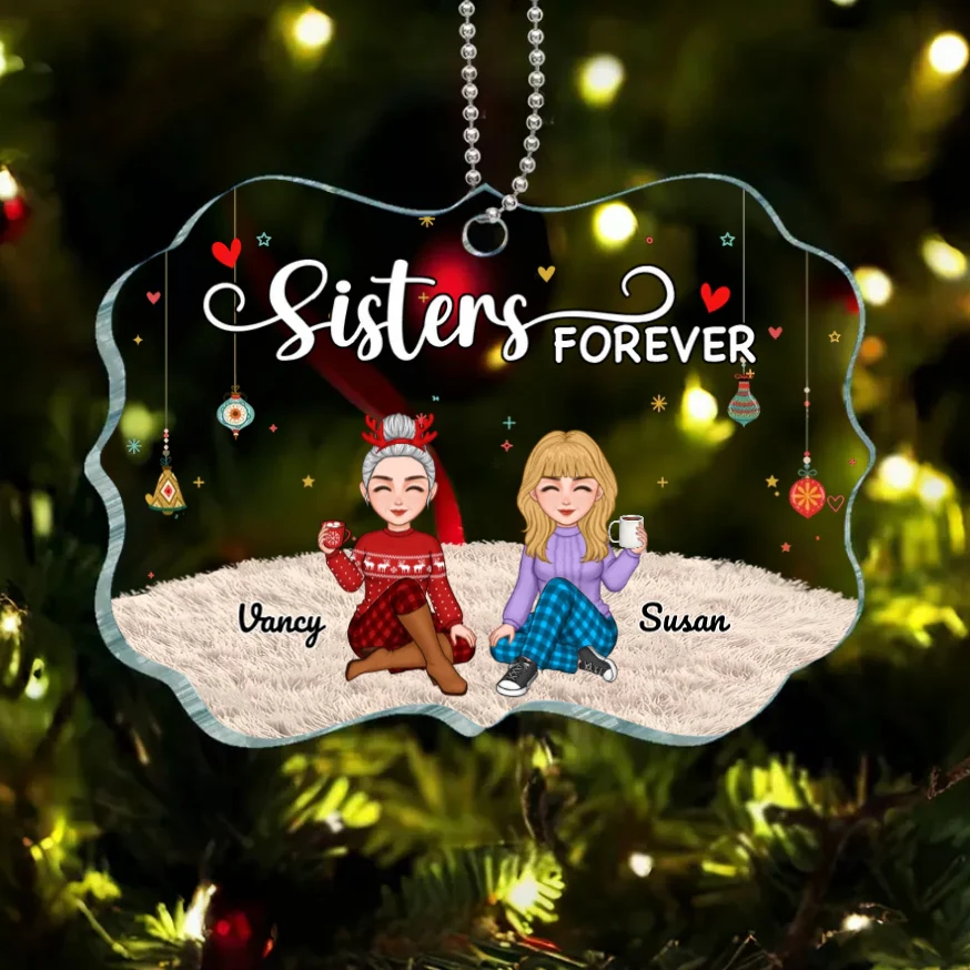 Sisters Forever - Personalized Plaque,Ornament, Poster, Keychain, Blanket & Sign - Christmas Gift for Sisters - Image 3