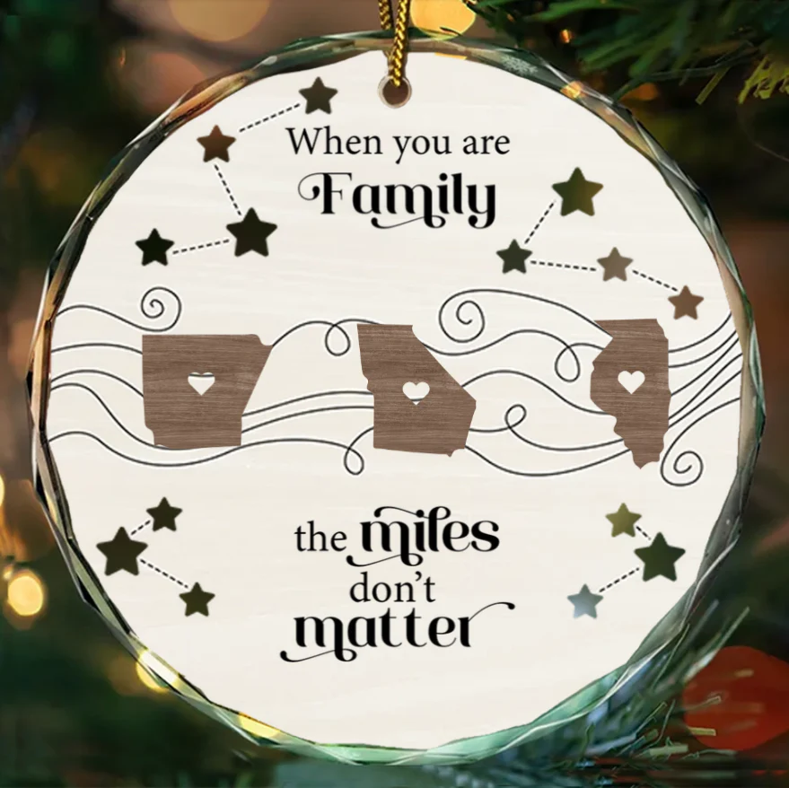 Long Distance Family Friends Siblings Sisters Besties Personalized 2-Layered Wooden Ornament or Plaque or Poster or Keychain Togetherness Christmas Gift - Image 4