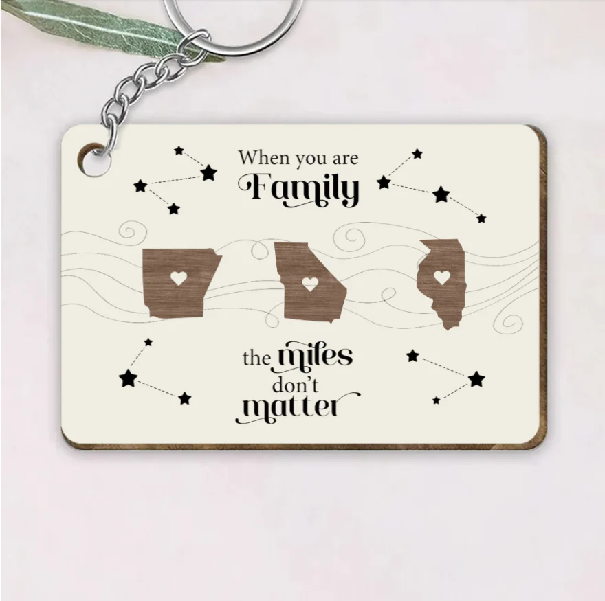Long Distance Family Friends Siblings Sisters Besties Personalized 2-Layered Wooden Ornament or Plaque or Poster or Keychain Togetherness Christmas Gift - Image 6