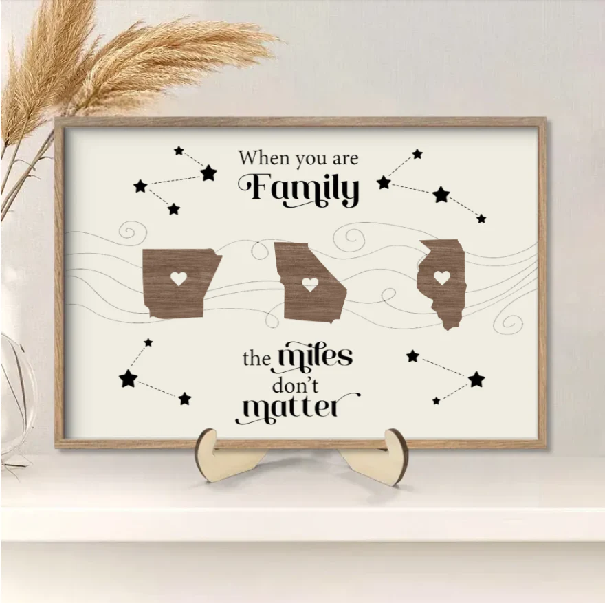 Long Distance Family Friends Siblings Sisters Besties Personalized 2-Layered Wooden Ornament or Plaque or Poster or Keychain Togetherness Christmas Gift - Image 7