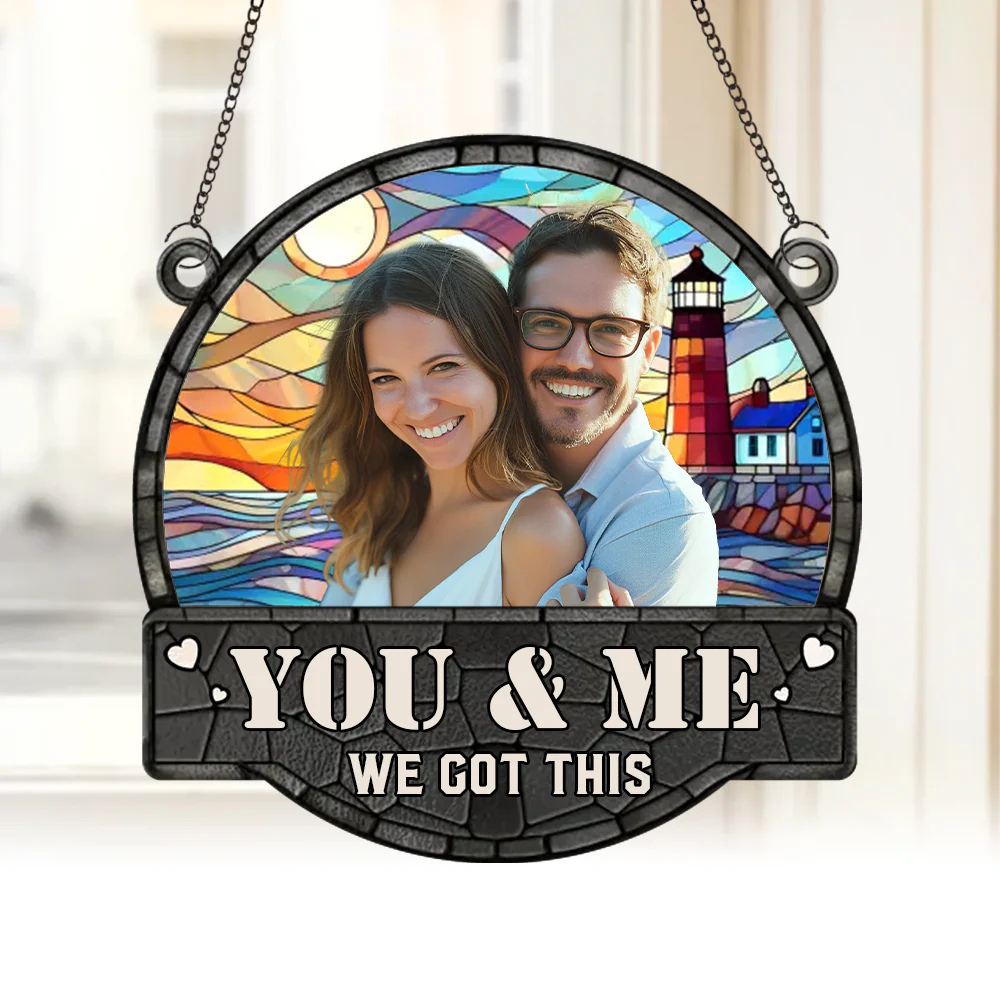 Custom Couple Suncatcher - Personalized Anniversary Ornament Gift