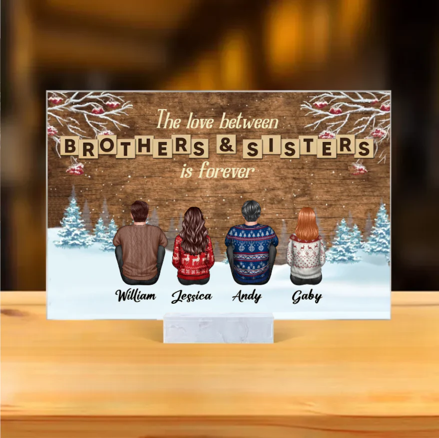 Christmas Love Between Brothers & Sisters Personalized Ornament or Poster or Keychain or Plaque - Image 5