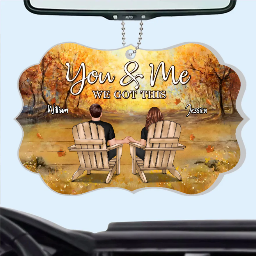 Fall Season Couple Back View Personalized Horizontal Poster - Image 3