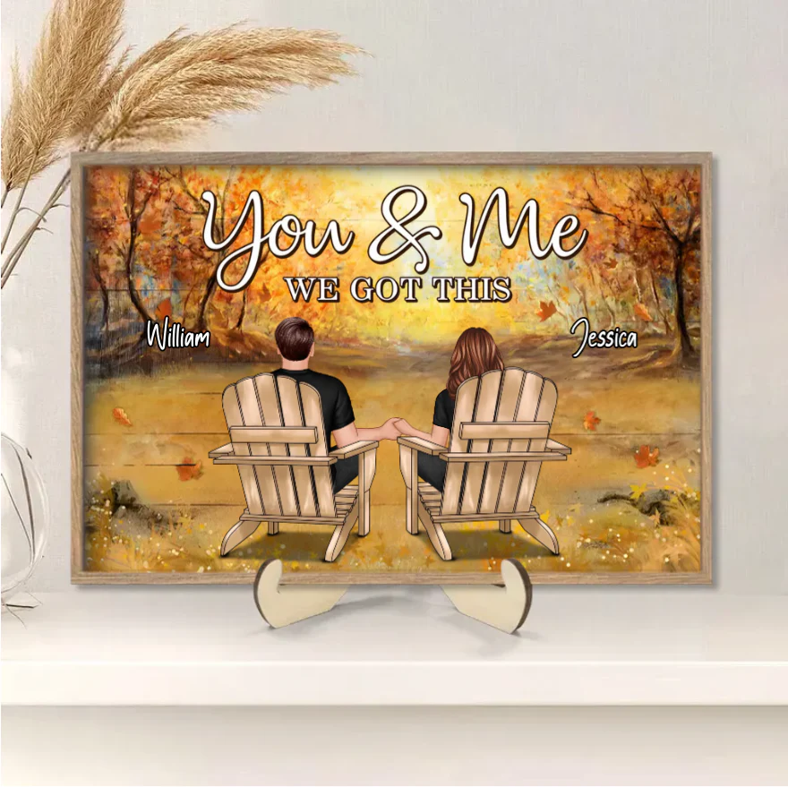 Fall Season Couple Back View Personalized Horizontal Poster - Image 5