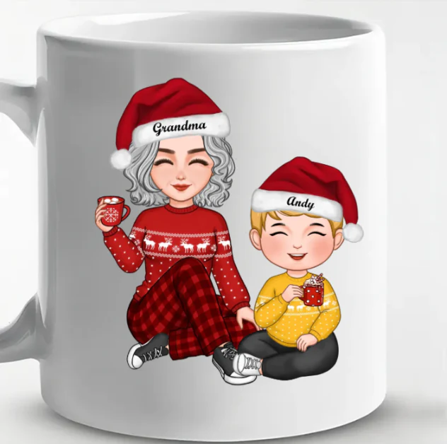 Cute Grandma Granddaughter Grandson Crossed Leg Personalized Ornament or Keychain or Plaque or Piggy Bank or Lamp or Stationery - Image 9