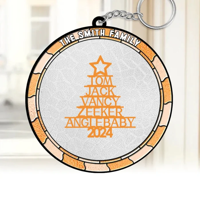 Personalized Stained Glass Ornament or Keychain - Custom Family Name Decoration - 2024 Christmas Gift - Image 3