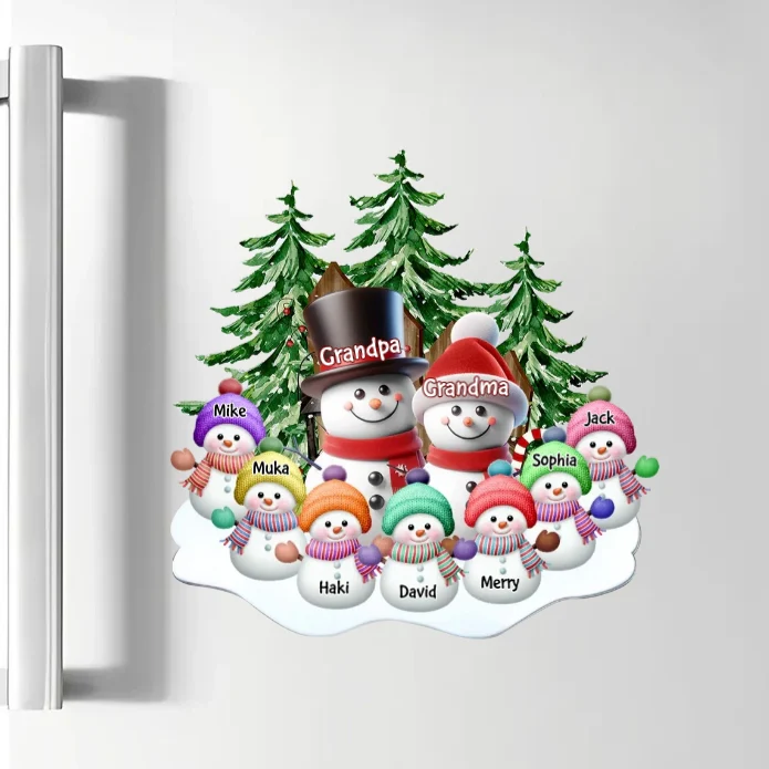 Personalized Snowman Family Ornament, Sticker, and Sign - Perfect Gift for Grandparents, Custom Names Holiday Decoration - Image 2