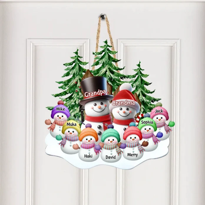 Personalized Snowman Family Ornament, Sticker, and Sign - Perfect Gift for Grandparents, Custom Names Holiday Decoration - Image 3
