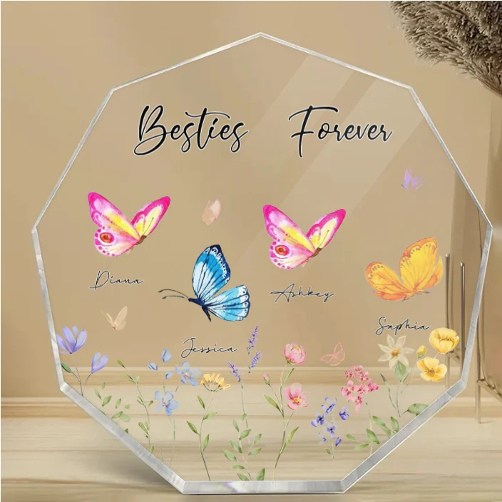 Besties Sisters Grandma Mom Beautiful Butterflies Personalized Circle Ceramic Ornament - Image 3