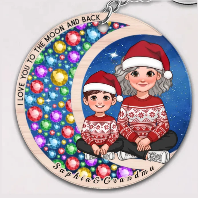 Gorgeous Moon Grandma Grandkid I Love You To The Moon And Back Christmas Personalized Ornament,Plaque,Keychain,Pillow,Sign - Image 4