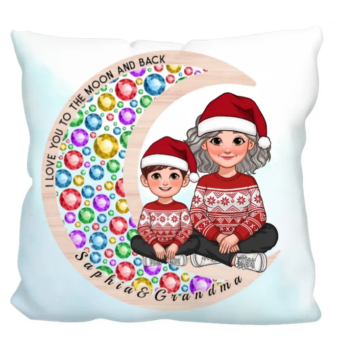 Gorgeous Moon Grandma Grandkid I Love You To The Moon And Back Christmas Personalized Ornament,Plaque,Keychain,Pillow,Sign - Image 5