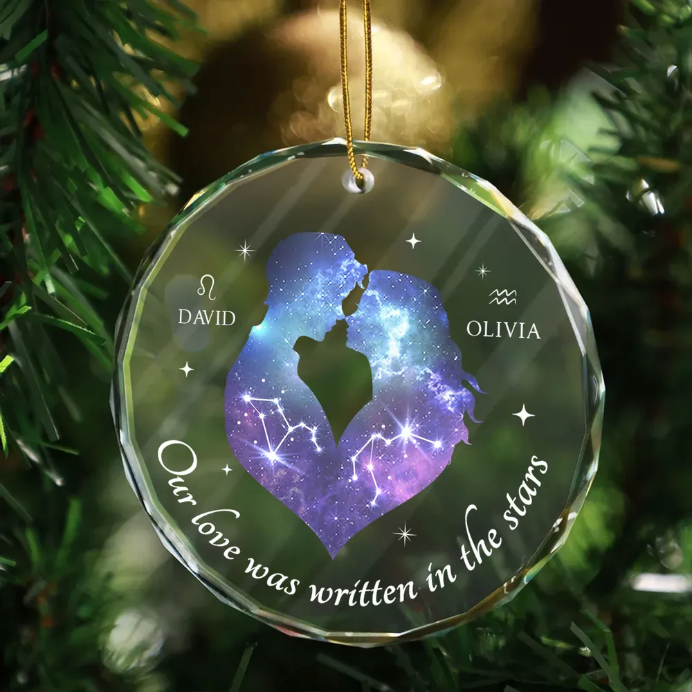 Personalized Zodiac Couple Ornament - "Our Love Was Written in the Stars" Custom Acrylic Plaque, Keychain, or Sign - Romantic Gift for Lovers - Image 6