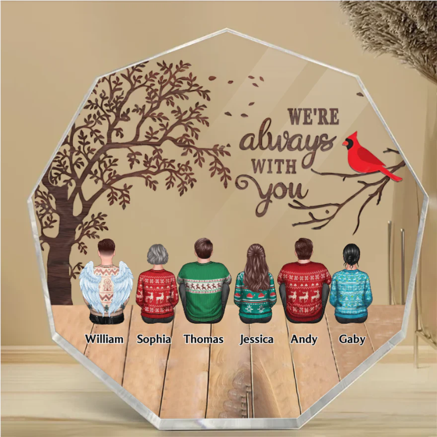 Always With You Cardinal Memorial Remembrance Keepsake Personalized Glass Ornament - Image 5