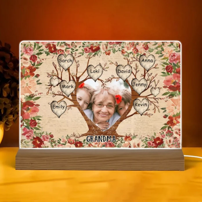 Personalized Family Tree Photo Poster, Keychain, Plaque, Ornament, Pillow, Wallet Card, Sign - Perfect Gift for Grandma with Family Names - Image 5