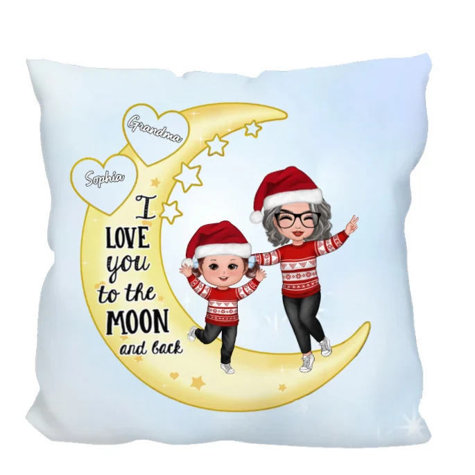 Personalized Moon Ornament, Plaque, Keychain, Pillow, Cup, and Bag - "I Love You to the Moon and Back" for Grandma & Grandkid - Image 6