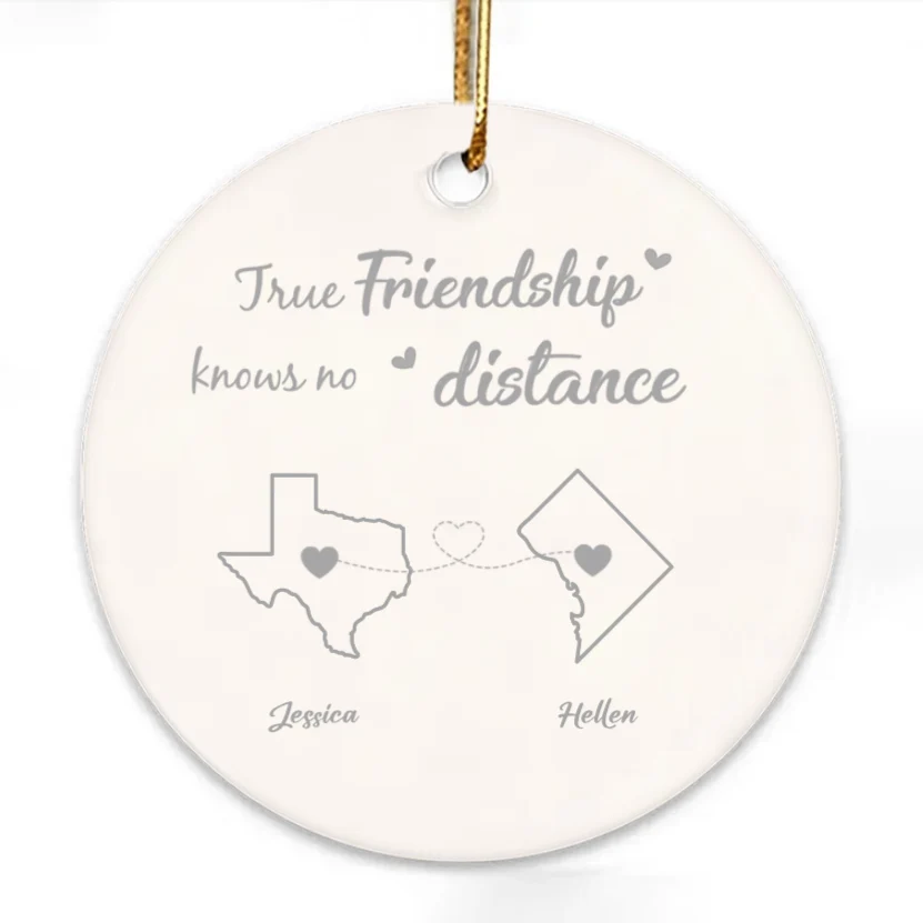 Personalized Friendship Ornament or Cup or Poster or Plaque or Keychain - True Friendship Knows No Distance-Distance Friends