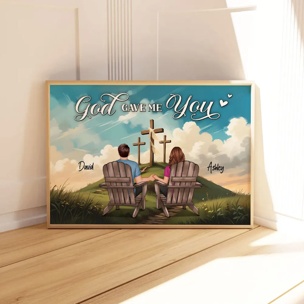 Personalized "God Gave Me You" Poster, Ornament, Plaque, Keychain– A Unique Gift for Couples, Faith & Love Expression - Image 4