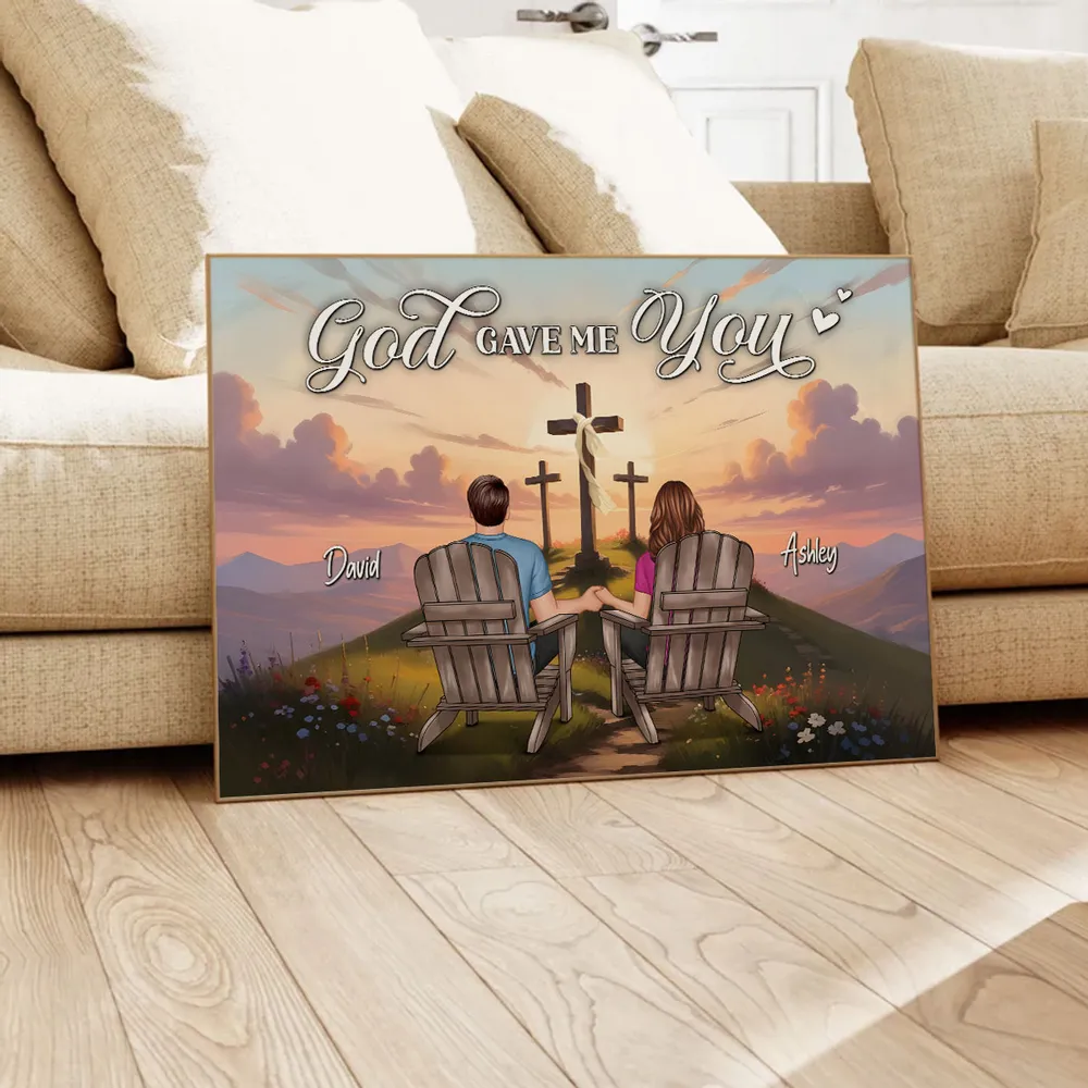 Personalized "God Gave Me You" Poster, Ornament, Plaque, Keychain– A Unique Gift for Couples, Faith & Love Expression - Image 6