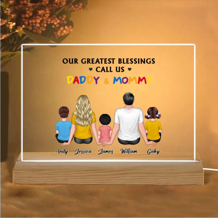 Personalized Family Poster, Ornament, Plaque, Keychain, and Sign - "Our Greatest Blessings Call Us Daddy & Mommy" - Image 3