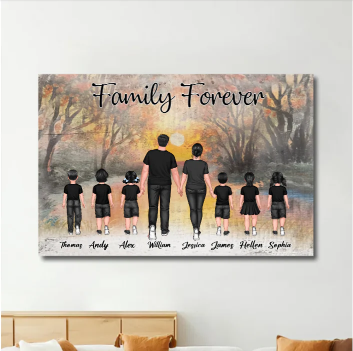 Family Walking Back View Personalized Poster or Canvas or Plaque or Keychain or Ornament - Custom Gift for Family Memories - Image 2