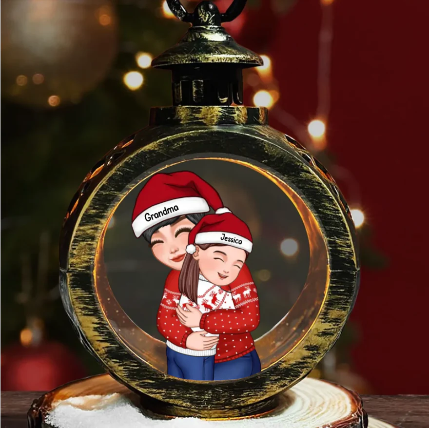 Christmas Personalized Ornament or Keychain or Poster or Plaque - Cute Grandma Hugging Kids - Gift For Granddaughter Grandson