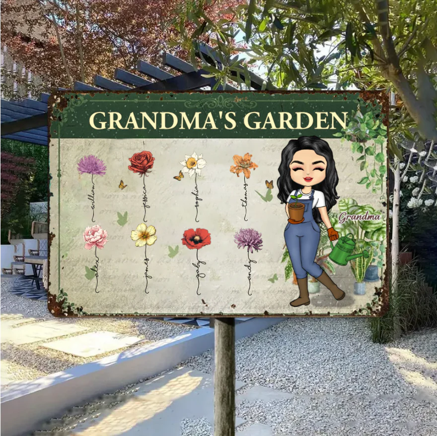 Grandma's Custom Garden: Personalized Grandchildren Flower Art Poster, Canvas, Ornament, and Metal Sign – Perfect for Home Decor or Gift - Image 6