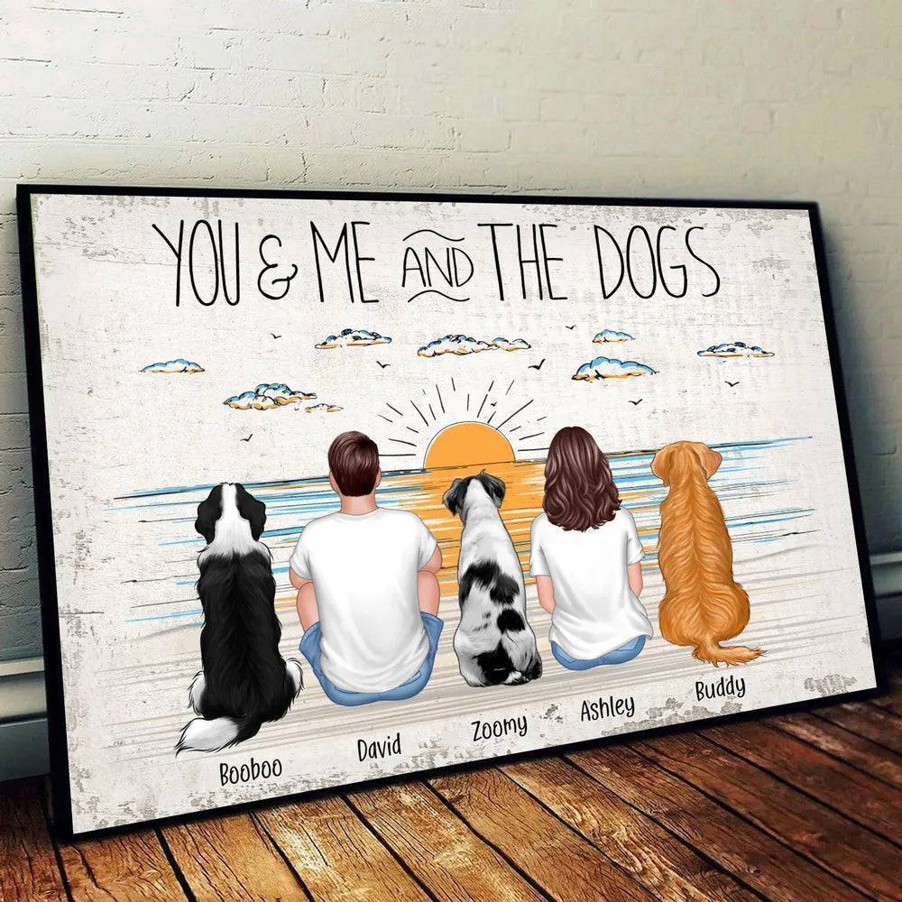 You Me And The Dogs Beach Outline Personalized Ornament or Poster or Canvas or Plaque or Pillow - Image 7