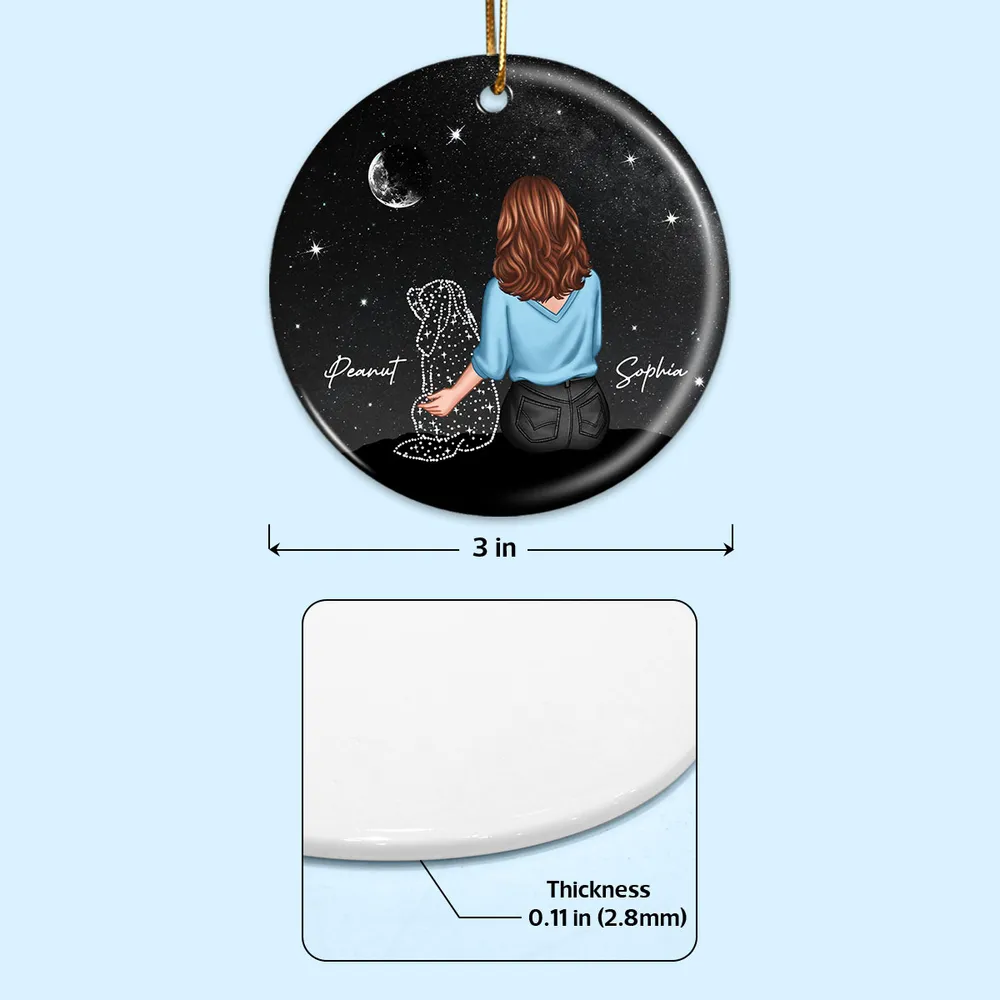 Personalized Ornament, Plaque, Keychain, Pillow, Sign, Lamp - Custom Memorial Gift for Pet Lovers - Starry Night with Dog and Owner - Image 6