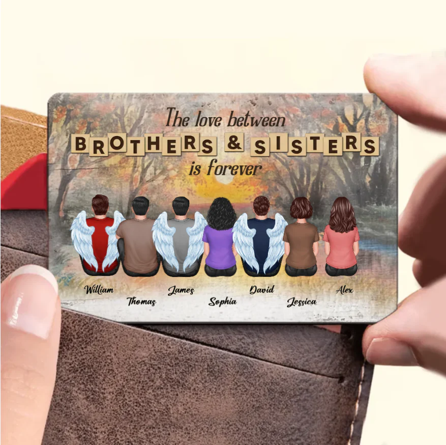 Personalized Brothers & Sisters Forever Keychian, Ornament, Poster or Canvas, Plaque, Wallet Card - Perfect Gift for Siblings, Memorial Keepsake - Image 6