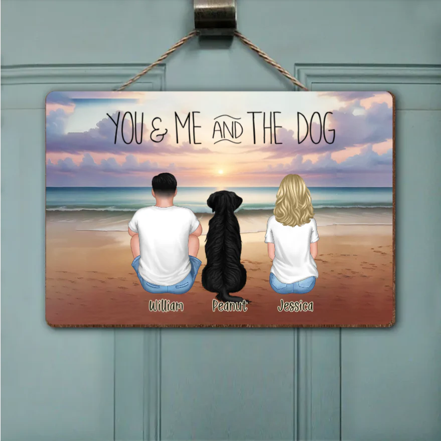 You Me And The Dogs Beach Outline Personalized Wallet Card or Poster or Canvas or Plaque or Pillow or Wallet or Cup - Image 6