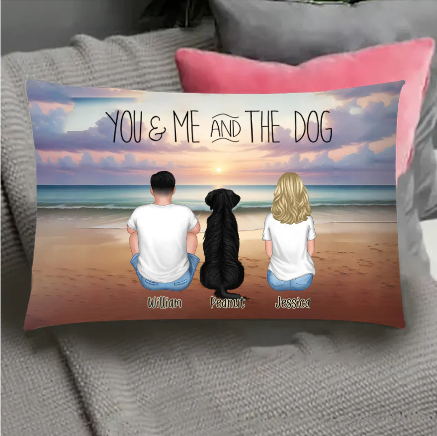 You Me And The Dogs Beach Outline Personalized Wallet Card or Poster or Canvas or Plaque or Pillow or Wallet or Cup - Image 7