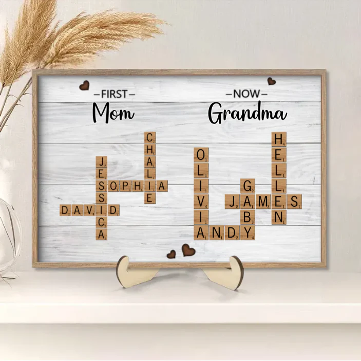 First Mom Now Grandma Crossword Puzzle Art Personalized Poster or Keychain or Ornament, Christmas Gift For Grandma, Gift For Mom - Image 3