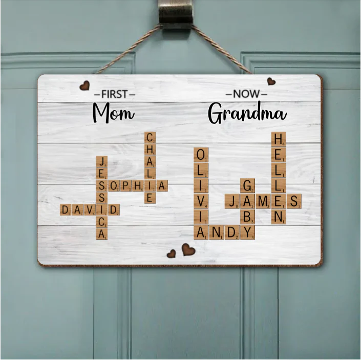 First Mom Now Grandma Crossword Puzzle Art Personalized Poster or Keychain or Ornament, Christmas Gift For Grandma, Gift For Mom - Image 4