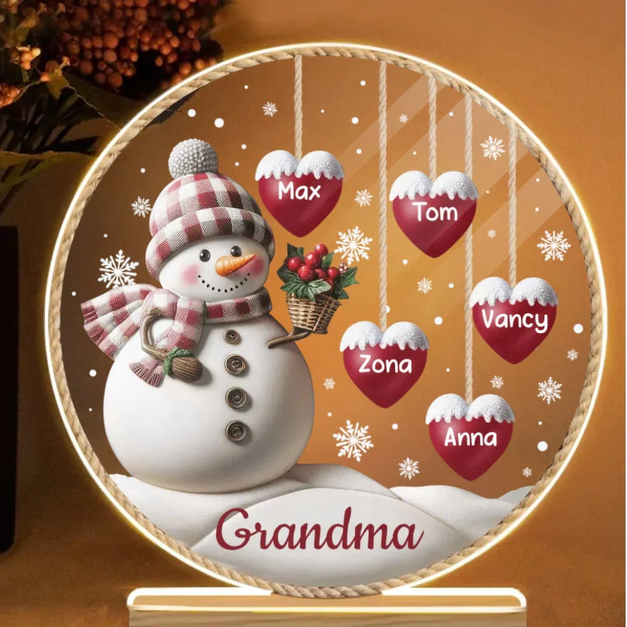 Happy Christmas Snowman with Sweet Heart Hanging - Personalized Ornament, Plaque, Sign, and Sticker - Perfect Gift - Image 4