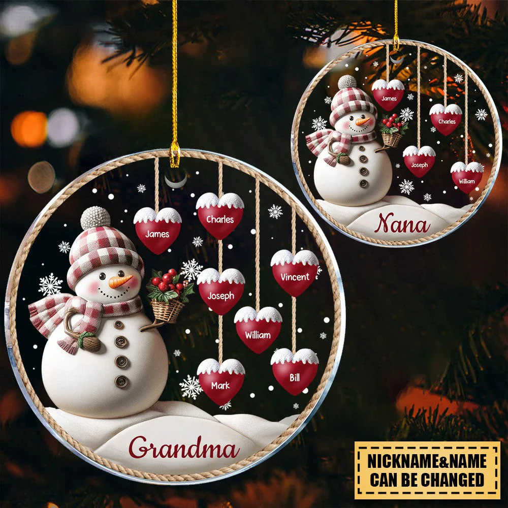 Happy Christmas Snowman with Sweet Heart Hanging - Personalized Ornament, Plaque, Sign, and Sticker - Perfect Gift - Image 7