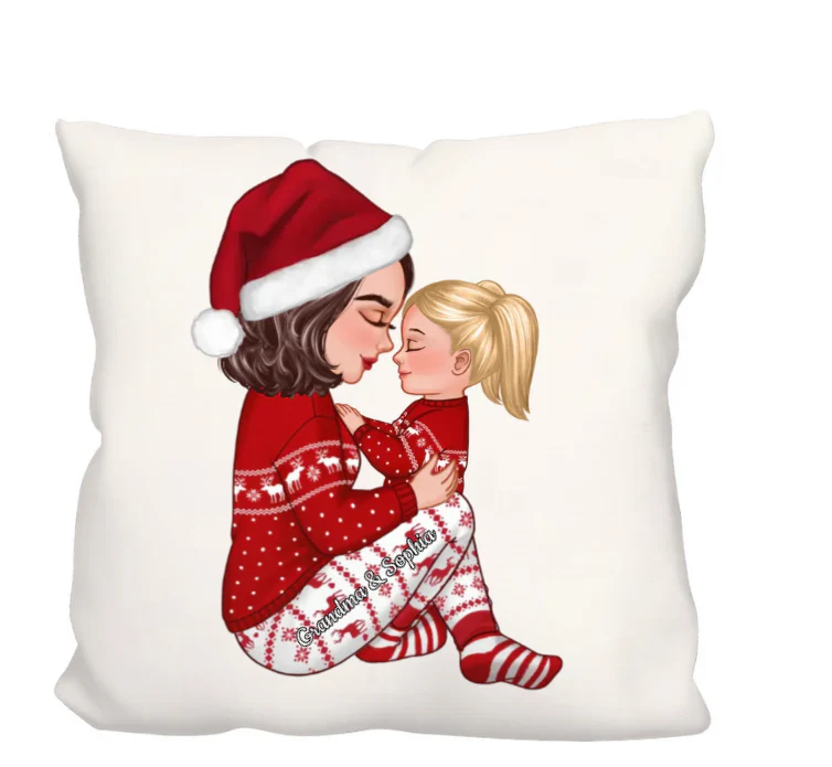 Christmas Tree Personalized Arcylic Ornament - Grandma Mom Hugging Kissing Kids - Image 5