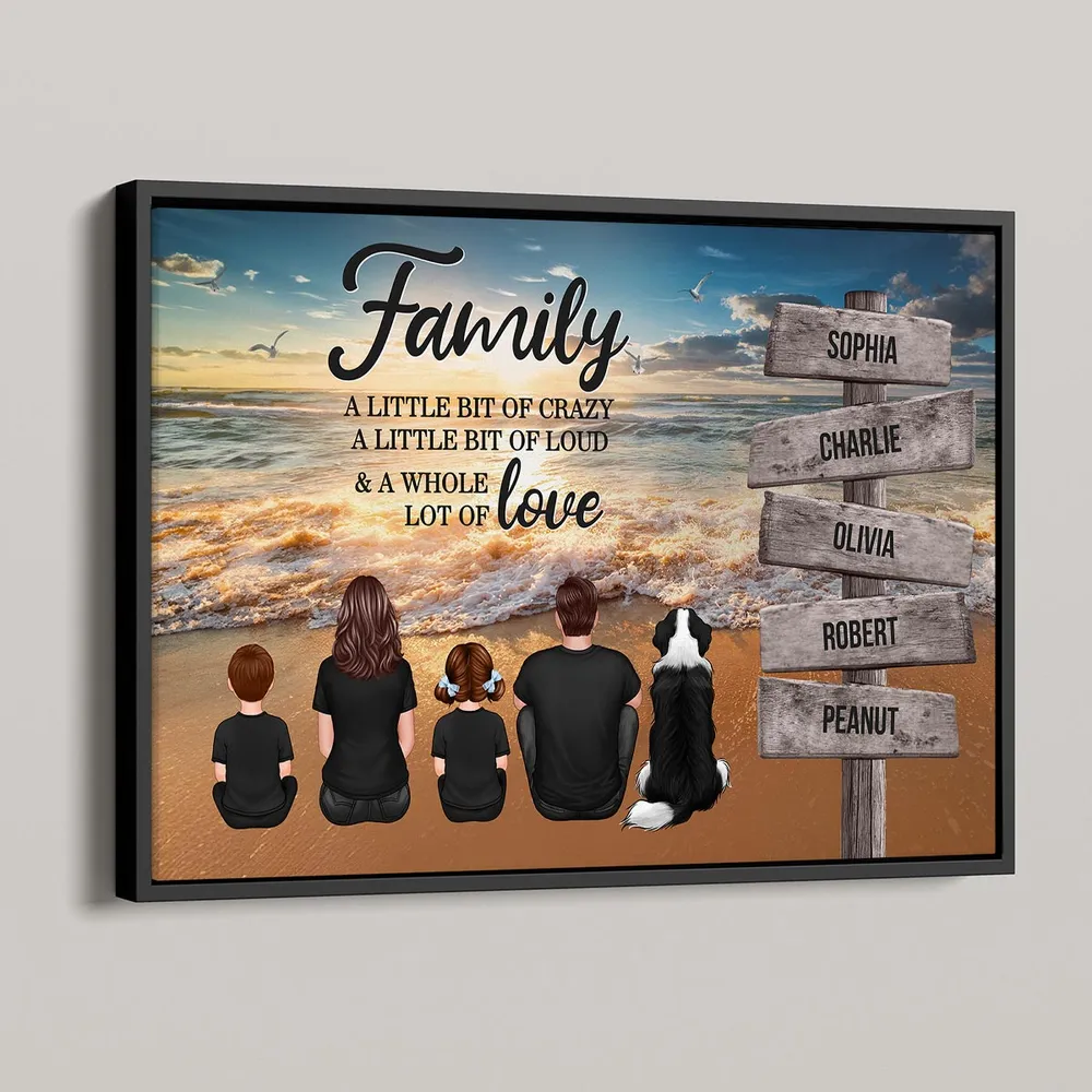 Beach Landscape Family A Little Whole Lot of Love Sign Posts Personalized Poster or Plaque or Keychain or Ornament, Home Decoration, Gift For Family - Image 3