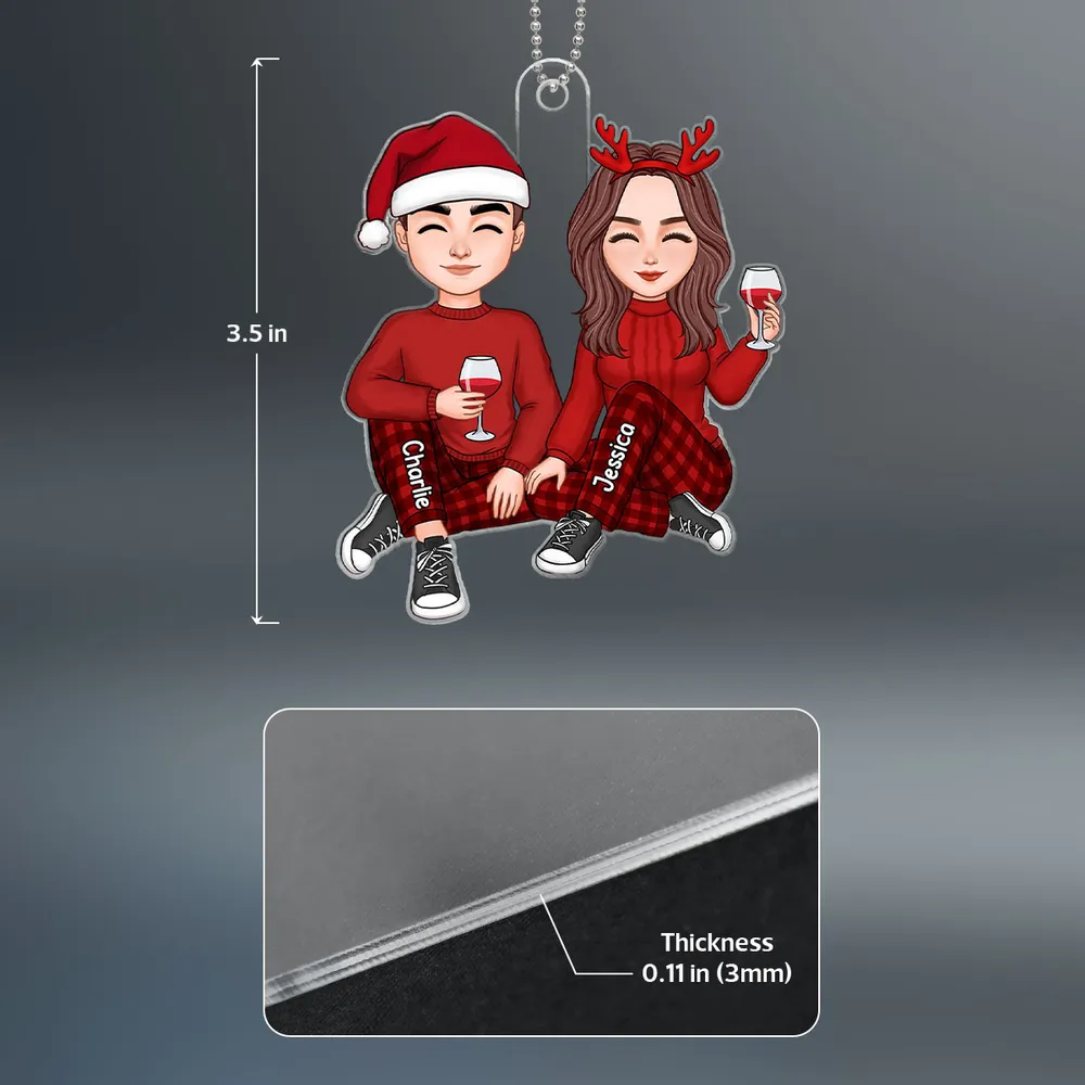 Cute Couple Christmas Gift For Him For Her Personalized Acrylic Ornament or Keychain or Plaque - Image 4