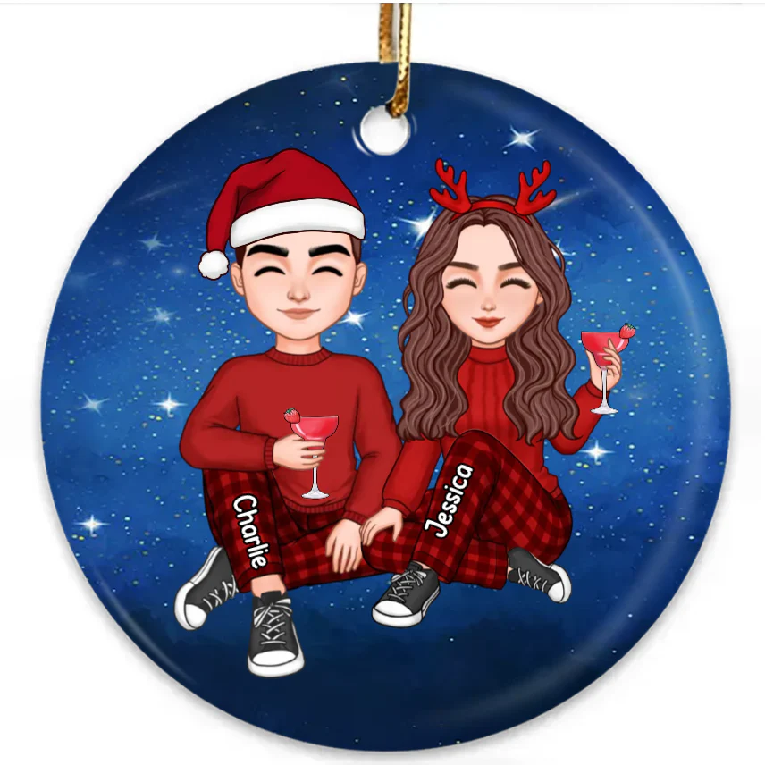 Cute Couple Christmas Gift For Him For Her Personalized Acrylic Ornament or Keychain or Plaque - Image 5