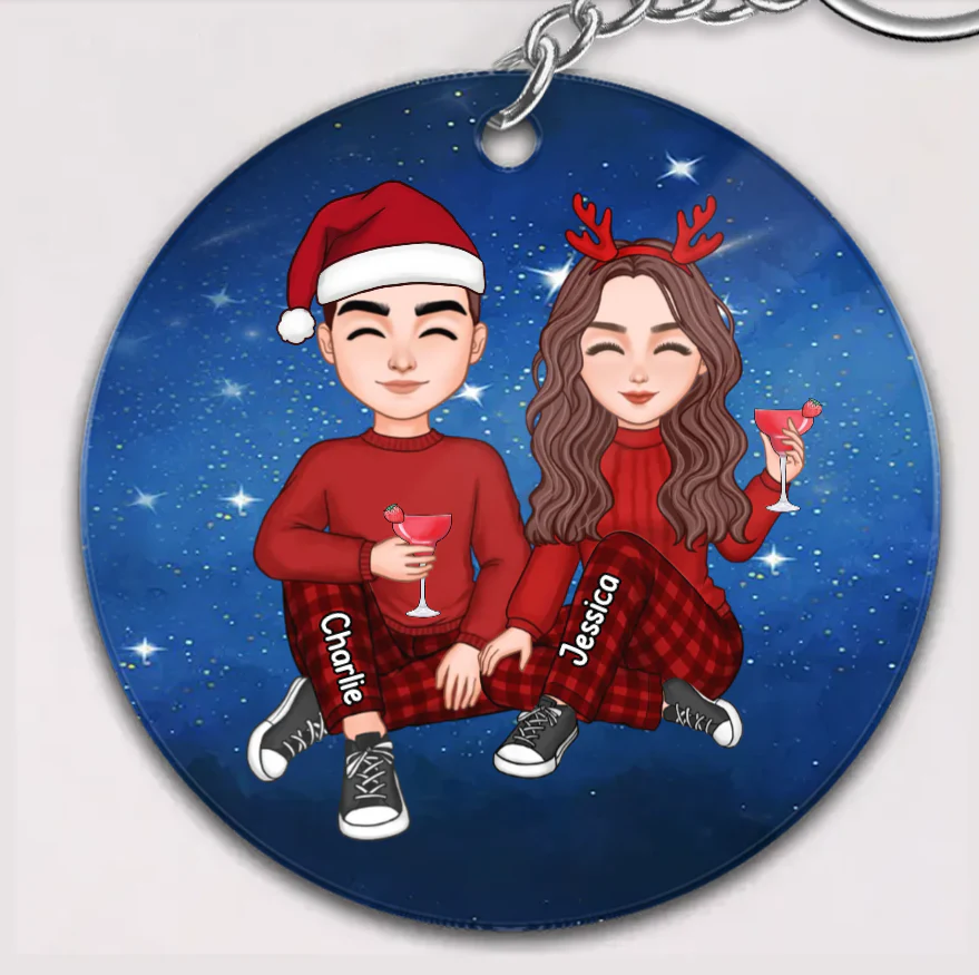 Cute Couple Christmas Gift For Him For Her Personalized Acrylic Ornament or Keychain or Plaque - Image 7