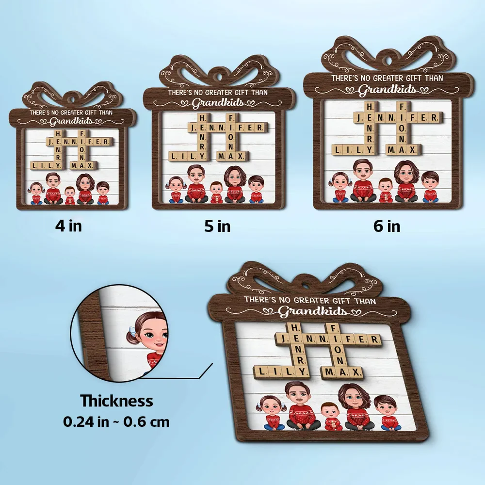 No Greater Gift Than Grandkids Crossword Puzzle Art Personalized 2-Layer Wooden Ornament - Image 7