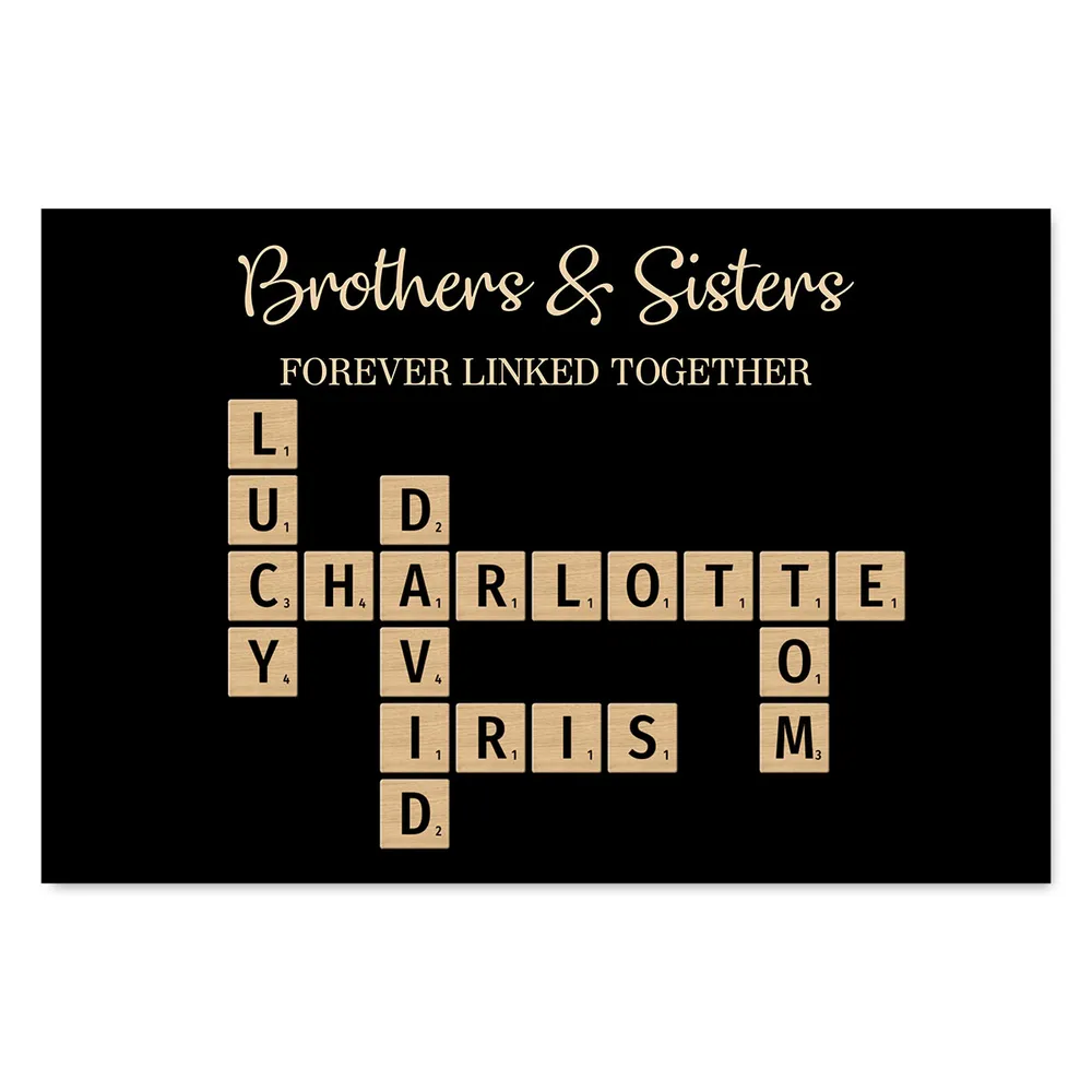 Brothers & Sisters Forever Linked Together Crossword Puzzle Art Personalized Poster or Plaque or Keychain or Ornament, Gift For Siblings, Family - Image 7