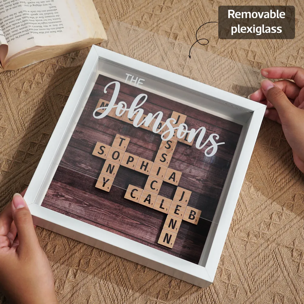 Family Keepsake Crossword Puzzle Art Created In A Moment Treasured Forever Personalized Shadow Box - Image 4