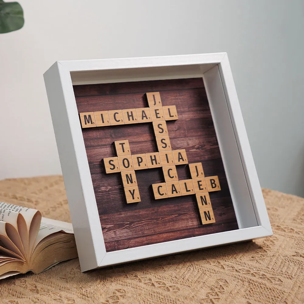 Family Keepsake Crossword Puzzle Art Created In A Moment Treasured Forever Personalized Shadow Box - Image 5