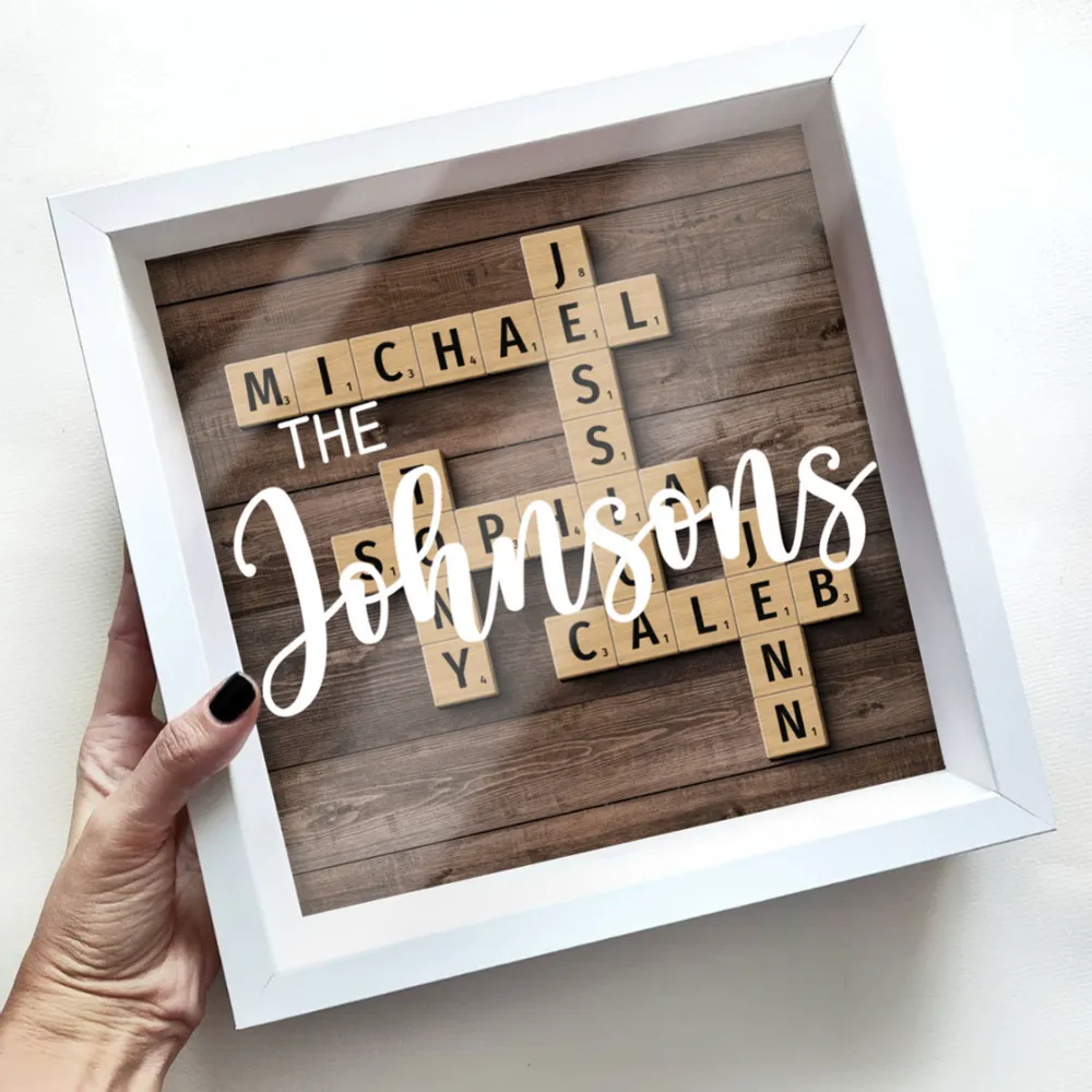 Family Keepsake Crossword Puzzle Art Created In A Moment Treasured Forever Personalized Shadow Box - Image 7