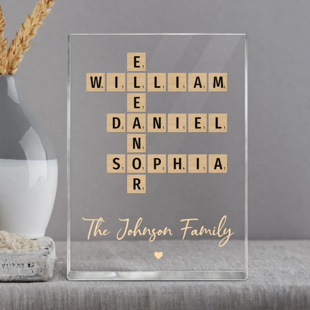 Family Crossword Art Created In A Moment, Treasured Forever Personalized Acrylic Block Plaque or Poster or Keychain - Image 6