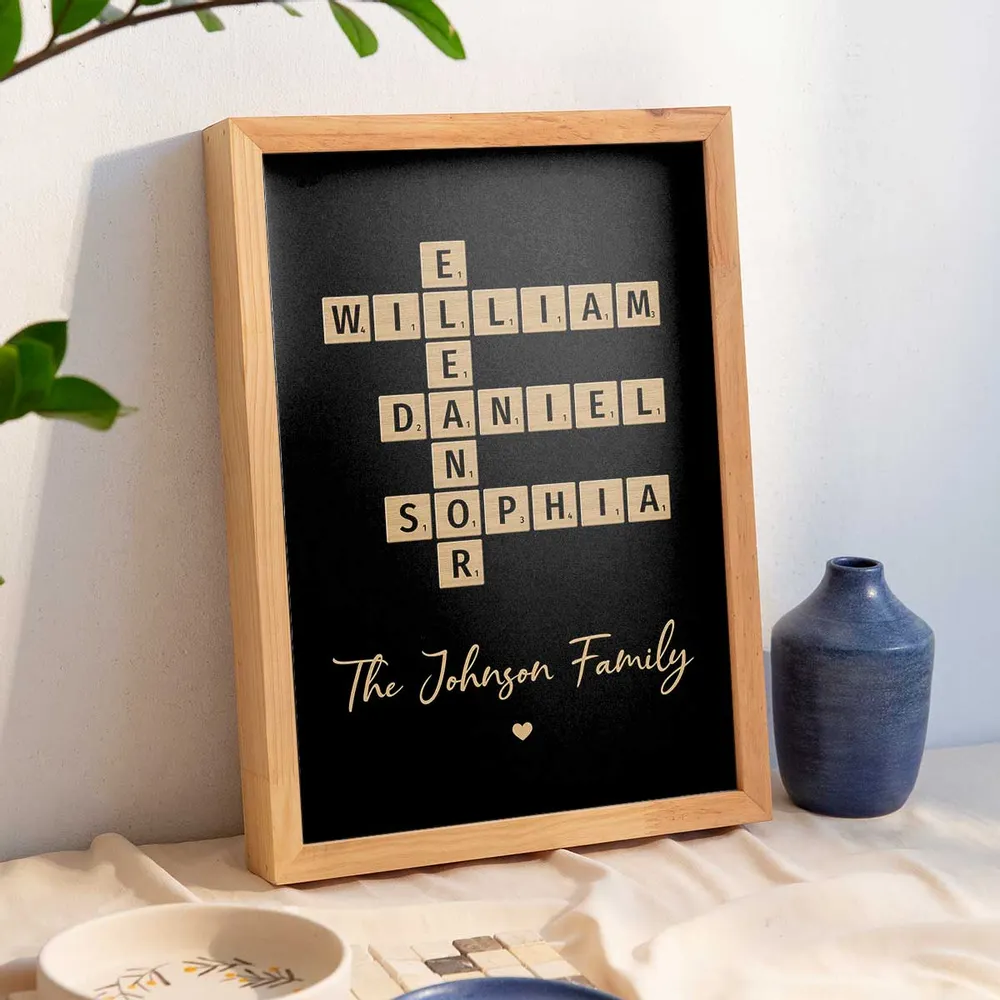 Family Crossword Art Created In A Moment, Treasured Forever Personalized Poster or Plaque or Keychain - Image 3