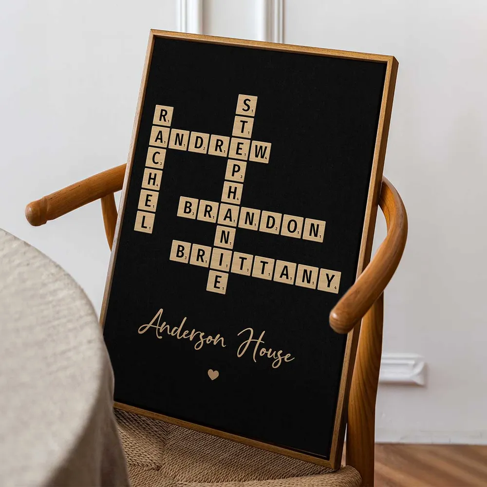 Family Crossword Art Created In A Moment, Treasured Forever Personalized Poster or Plaque or Keychain - Image 5