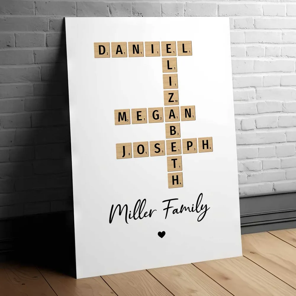 Family Crossword Art Created In A Moment, Treasured Forever Personalized Poster or Plaque or Keychain - Image 6